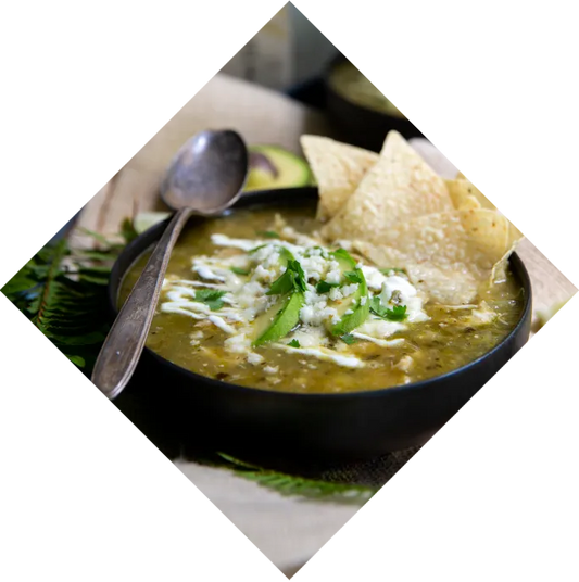 Tomatillo Tortilla Soup in a bowl