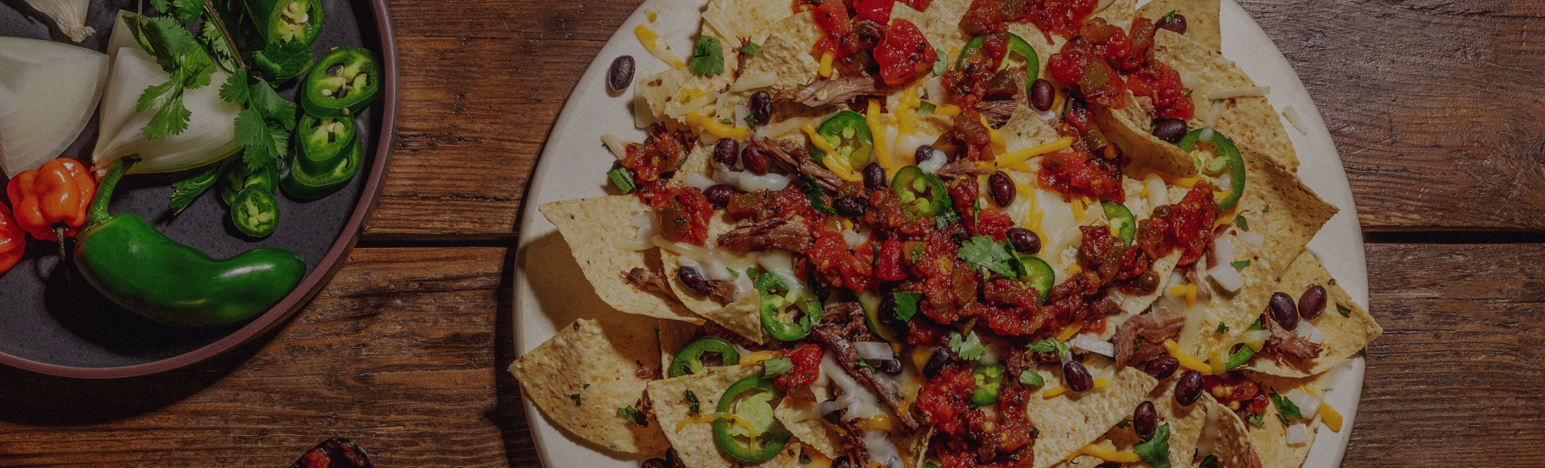 A plate of nachos